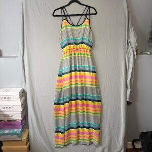 Interi Womens Striped Maxi Dress Size M Resortwear Tropical Summer Vacation